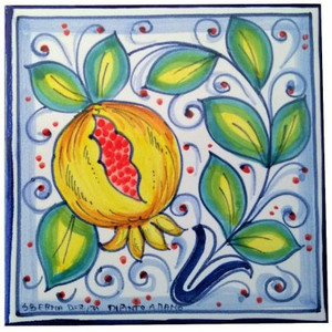 Tuscan Fruit - Pomegranate - Italian Ceramic Tile