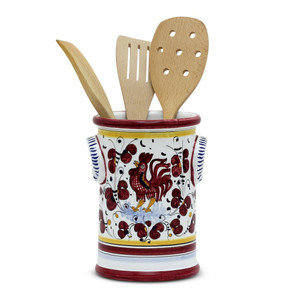 Italian Ceramic Utensil Holder - Orvieto Red