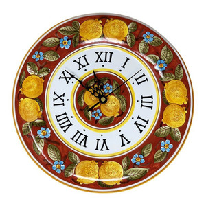 Italian Ceramic Wall Clock - Round - Positano Rosso - Fratelli Mari