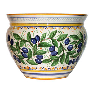 Italian Ceramic Cache Pot Olives - Fratelli Mari 