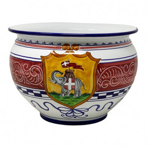 Italian Ceramic Cache Pot - Palio di Siena - Torre - Fratelli Mari 
