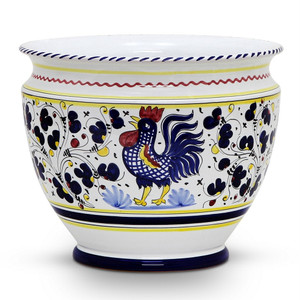 Italian Ceramic Cache Pot Large - Orvieto Blue