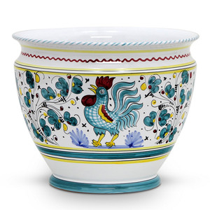 Italian Ceramic Cache Pot Large - Orvieto Green