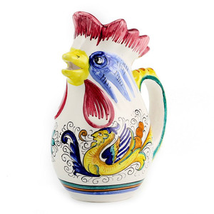 Italian Ceramic Raffaellesco Rooster of Fortune Pitcher Italian Ceramic Raffaellesco Rooster of Fortune Pitcher