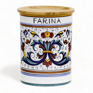 Italian Ceramic Ricco Bamboo Lid Canister - Farina (Flour)