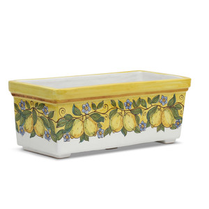 Italian Ceramic Rectangular Jardiniere - Sicilia - Yellow Lemons 