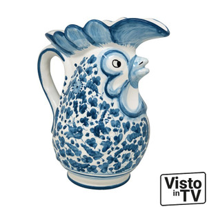 Italian Ceramic Arabesco Turchese - Rooster Pitcher - 2 liter - Fratelli Mari 