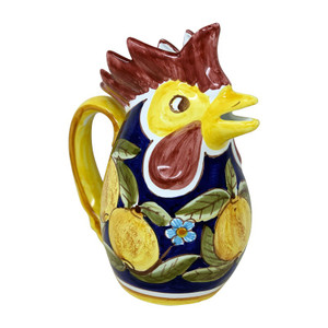 Italian Ceramic Positano Blue - Rooster Pitcher - Fratelli Mari Italian Ceramic Positano Blue - Rooster Pitcher - Fratelli Mari