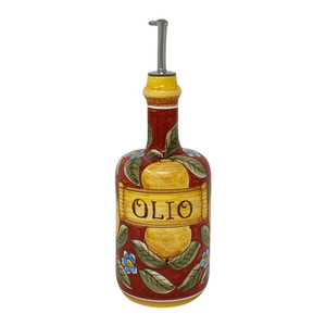 Italian Ceramic Positano RED Tall - Olive Oil Bottle - Fratelli Mari