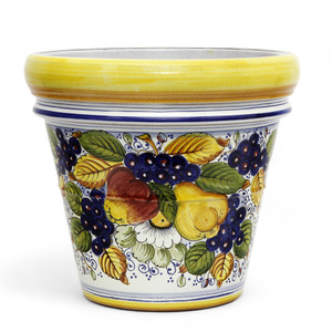 Italian Ceramic Planter - Toscana Round Tuscan Planter Limoniera "Frutta Design