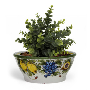 Planter - Round Tuscan Low Bowl Ciotolone "Limoni Fondo Miele"