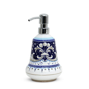 Italian Ceramic Ricco Deruta Blue - Liquid Soap Dispenser Small 14 oz