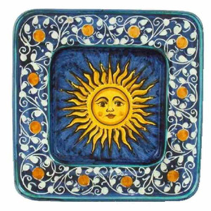 Italian Ceramic Sole Astri - Square Platter - Bottega degli Artisti Italian Ceramic Sole Astri - Square Platter - Bottega degli Artisti