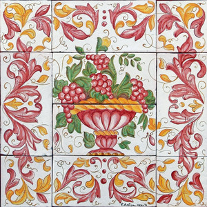 Italian Ceramikc Antica Deruta - Red Fruit - Kitchen Backsplash Wall Panel