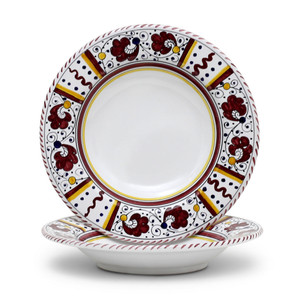 Italian Ceramic Orvieto Red/ White Center - Pasta Bowl 