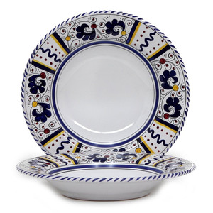 Italian Ceramic Orvieto Blue/ White Center - Pasta Bowl