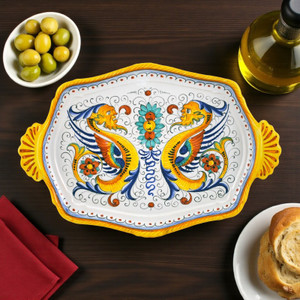 Italian Ceramic Raffaellesco - Oval Scalloped Tray - Fratelli Mari 