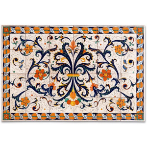 Italian Ceramic Antica Deruta - Ricco Deruta - Kitchen Backsplash Wall Panel (36" x 24")