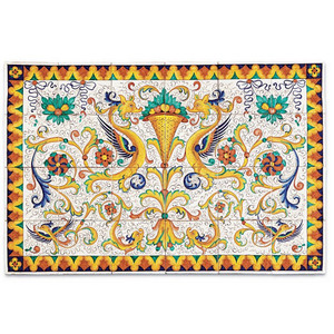 Italian Ceramic Antica Deruta - Raffaellesco- Kitchen Backsplash Wall Panel (36" X 24")