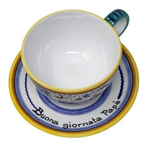 Personalized - Cappuccino/Latte Cup & Saucer - Ricco - Fratelli Mari - Italian Ceramics