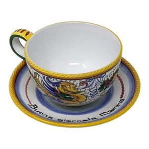 Italian Ceramic Personalized - Cappuccino/Latte Cup & Saucer - Raffaellesco - Fratelli Mari