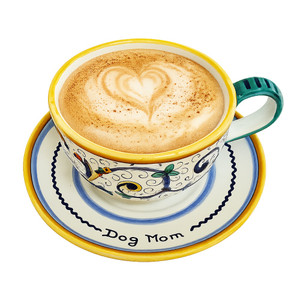 Italian Ceramic "Dog Mom" - Cappuccino/Latte Cup & Saucer - Ricco - Fratelli Mari