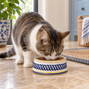 Italian Ceramic Cat Bowl - 4.75 inch - Sole - Bottega degli Artisti Italian Ceramics