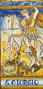 St. George Tile - San Giorgio Italian Ceramic Tile. Hand painted Italian tile from Castelli, Italy.