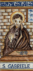 St. Gabriel The Archangel Tile - S. Gabriele Italian Ceramic Tile. Hand painted Italian tile from Castelli, Italy.