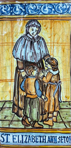 St. Elizabeth Ann Seton Tile Italian Ceramic Tile. Hand painted Italian tile from Castelli, Italy. 