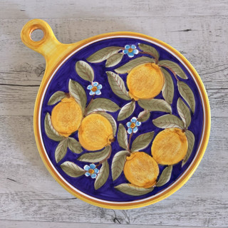 Italian Ceramic Cheese Plate Round - Positano Blue - Fratelli Mari