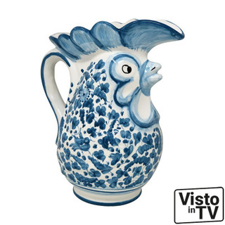 Italian Ceramic Arabesco Turchese - Rooster Pitcher - 2 liter