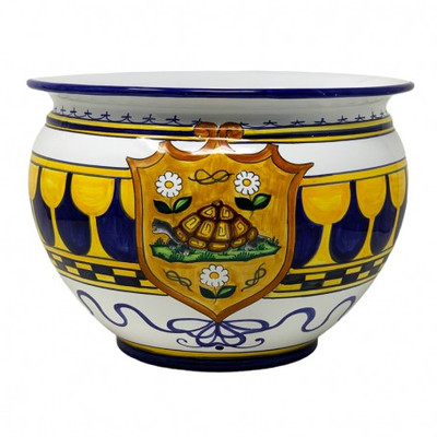 Italian Ceramic Cache Pot - Palio di Siena - Tartuca - Fratelli Mari 