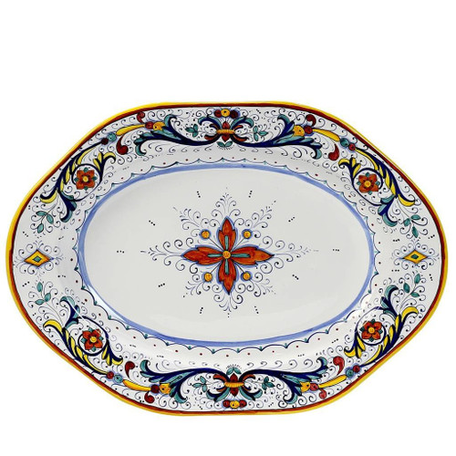 Ricco Hexagonal Oval Serving Platter - Italian Ceramics