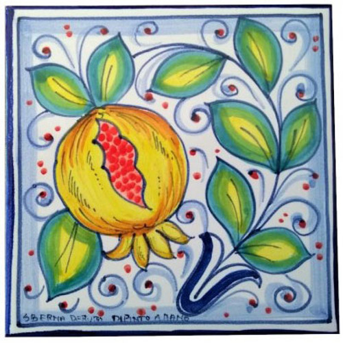 Tuscan Fruit - Pomegranate - Italian Ceramic Tile