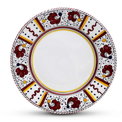 Italian Ceramics Orvieto Red White Center - Dinner Plate 