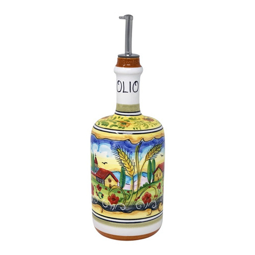 Italian Ceramic Oil Bottle - Colli Umbri Tall - Fratelli Mari