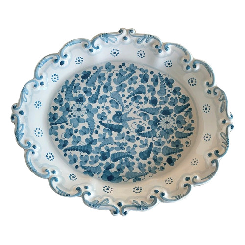 Italian Ceramic Arabesco Blue - Scalloped Oval Tray - Fratelli Mari