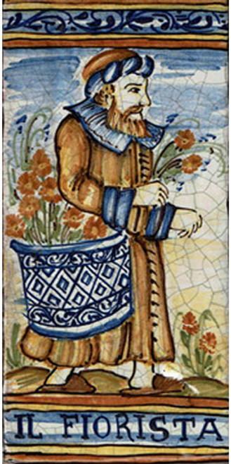 Florist Tile - Il Fiorista Italian ceramic tile. Hand painted Italian tile from Castelli, Italy.