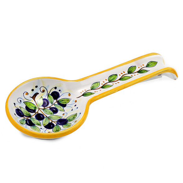 Italian Ceramic Spoon Rest Olives Italian Ceramic Spoon Rest Olives
