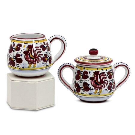 Orvieto Red - Cream & Sugar Set - Italian Ceramics