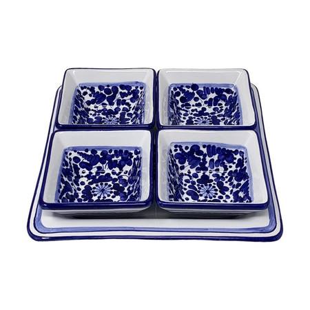 Italian Ceramic Antipasti Tray - Arabesco Blue Square - Fratelli Mari