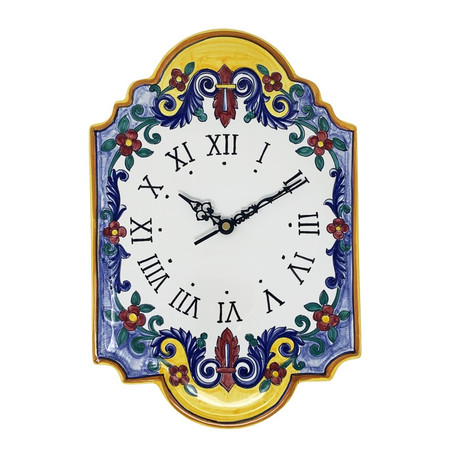 Italian Ceramic Wall Clock - Fiori Rosa - Fratelli Mari