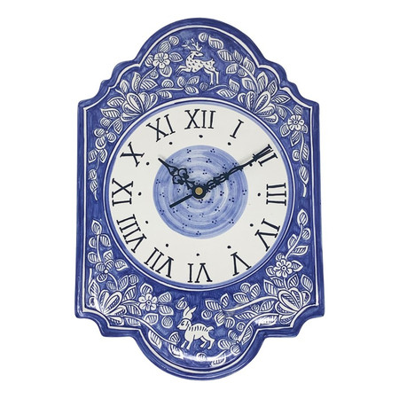 Italian Ceramic Wall Clock - Lepre Blue - Fratelli Mari