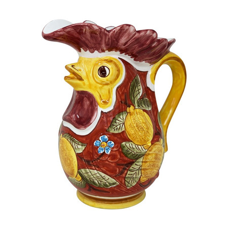 Italian Ceramic Positano Red - Rooster Pitcher - 2 liter