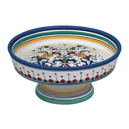 Italian Ceramic Ricco Deruta Blu - Pedestal Fruit Bowl - Fratelli Mari