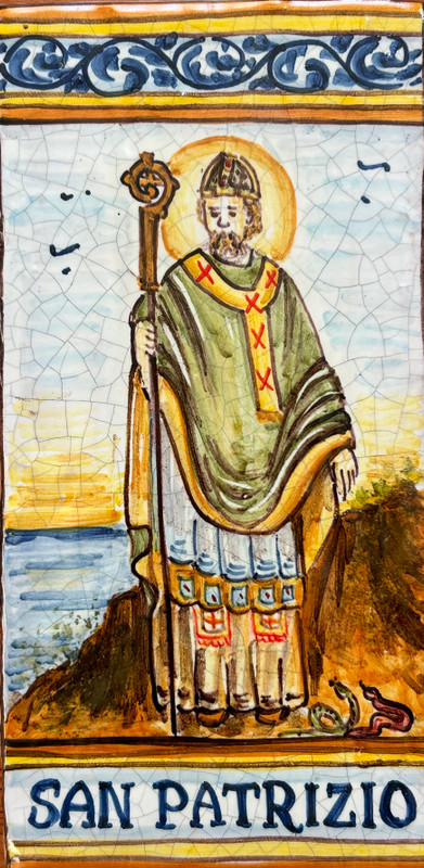 Italian Ceramic Saint Tile St. Patrick Tile - San Patrizio