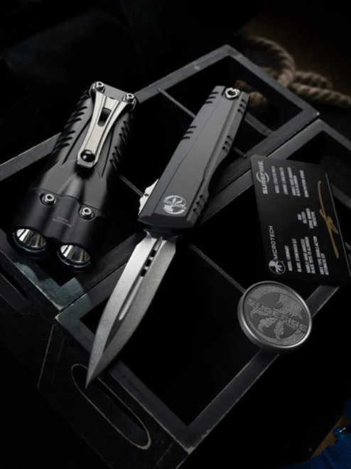 Microtech® / Surefire® Luminary D/E - Stiletto Pro II Collaboration ZBP Stonewash Standard Microtech® / Surefire® Luminary D/E - Stiletto Pro II Collaboration ZBP Stonewash Standard
