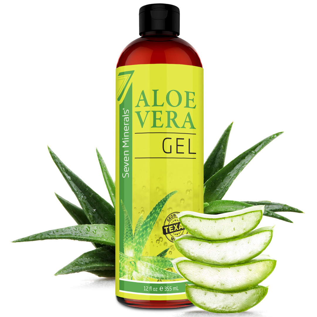 Seven Minerals Organic Aloe Vera Gel 98.7% Natural Skin & Hair Care 12 oz