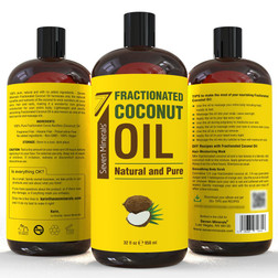 Seven Minerals Carrier Oil, Coconut Oil, Pure Fractionated, 32 oz, Front and Back View 